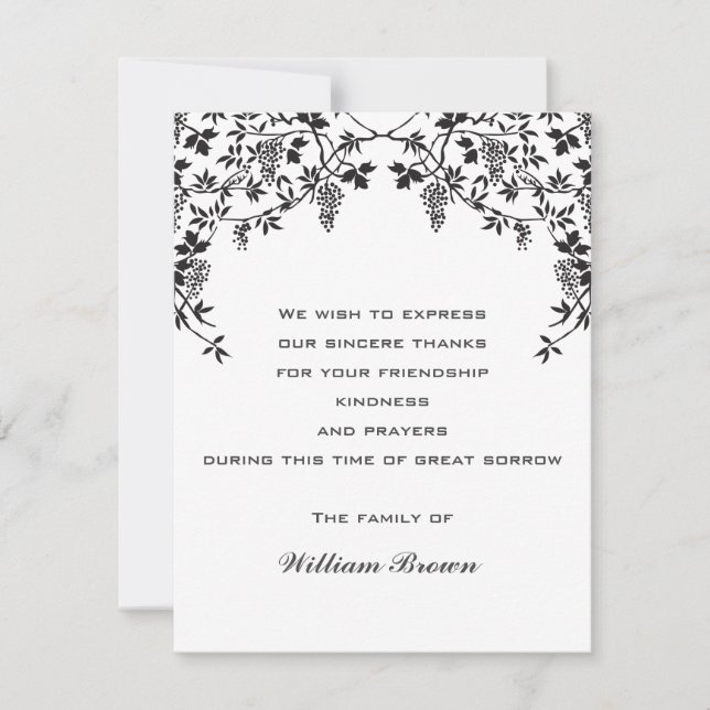 Grapes Sympathy Note Cards (Front)