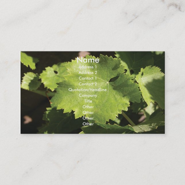 Grapes Vine Leaves Business Card (Front)