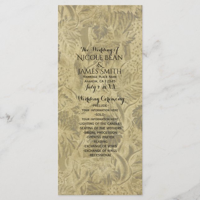 Grapes Vineyard Elegant Wedding Program Events (Front)