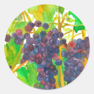 Grapes Vineyard Fruit of the Vine Autumn Classic Round Sticker