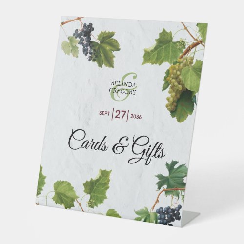 Grapes Vineyard Greek Island Wedding Cards  Gifts Pedestal Sign