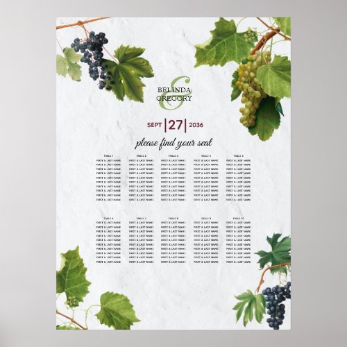 Grapes Vineyard Greek Island Wedding Seating Chart