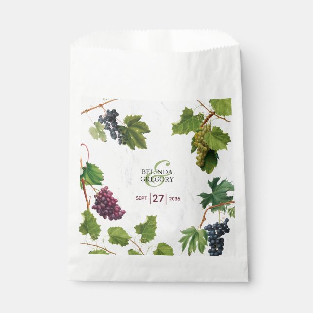 Grapes Vineyard Mediterranean Greek Island Wedding Favor Bag (Front)