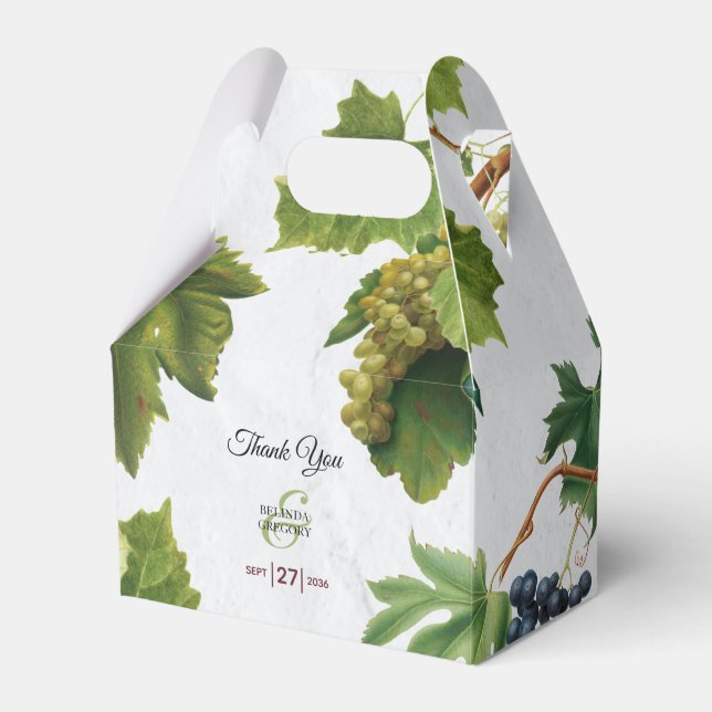 Grapes Vineyard Mediterranean Greek Island Wedding Favor Boxes (Front Side)