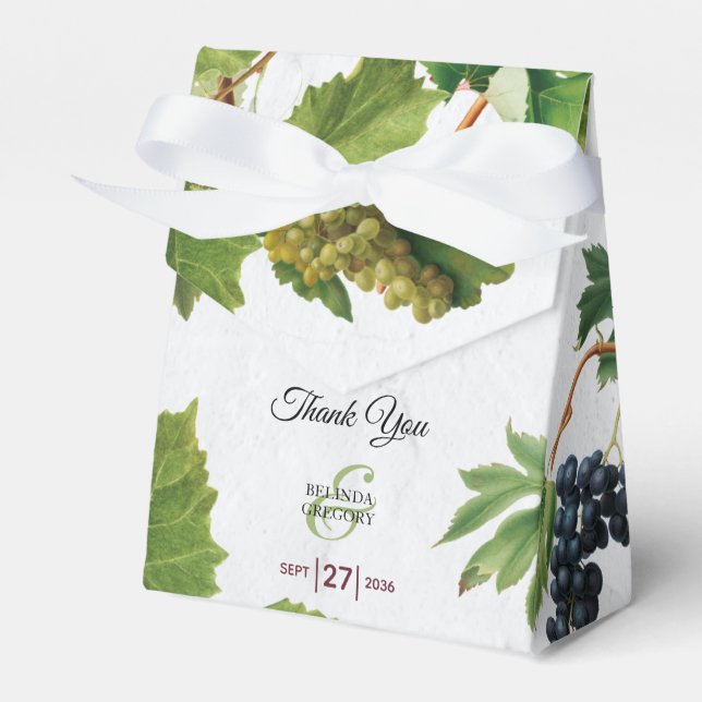Grapes Vineyard Mediterranean Greek Island Wedding Favor Boxes (Front Side)