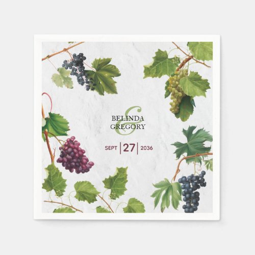 Grapes Vineyard Mediterranean Greek Island Wedding Napkins