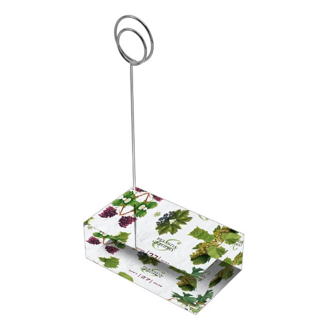 Grapes Vineyard Mediterranean Greek Island Wedding Place Card Holder (Corner)