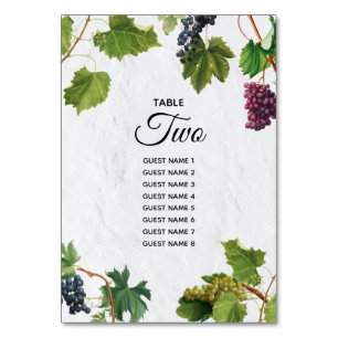 Grapes Vineyard Mediterranean Greek Island Wedding Table Number