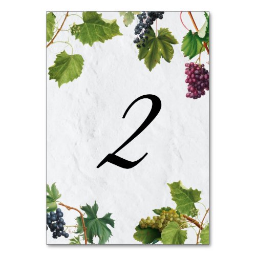 Grapes Vineyard Mediterranean Greek Island Wedding Table Number