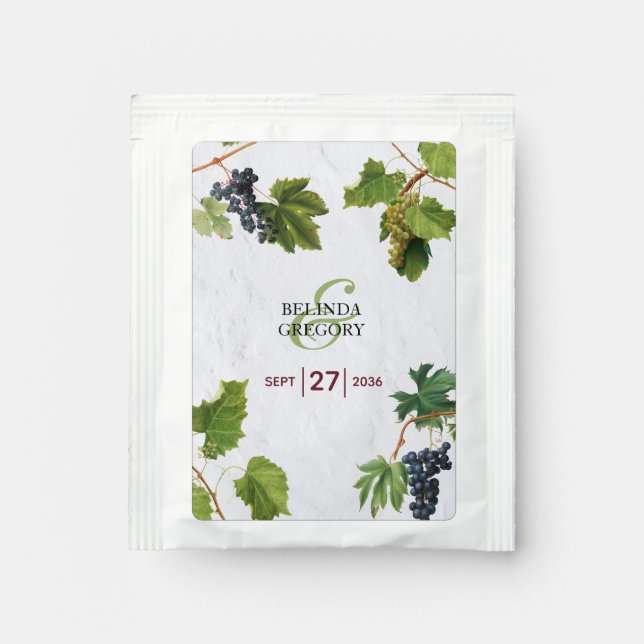 Grapes Vineyard Mediterranean Greek Island Wedding Tea Bag Drink Mix (Front)