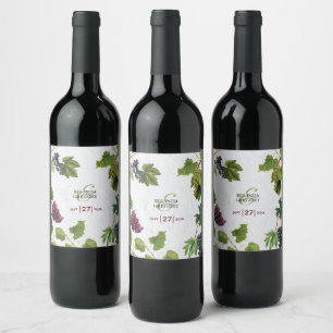 Grapes Vineyard Mediterranean Greek Island Wedding Wine Label