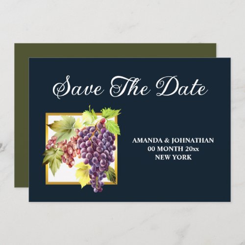 Grapes vineyard winery blue gold wine farm 5x7 save the date