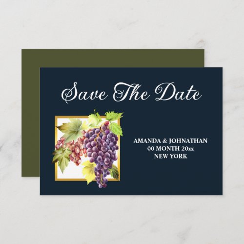 Grapes vineyard winery blue gold wine farm save the date