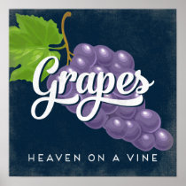 Grapes Vintage Fruit Label Poster