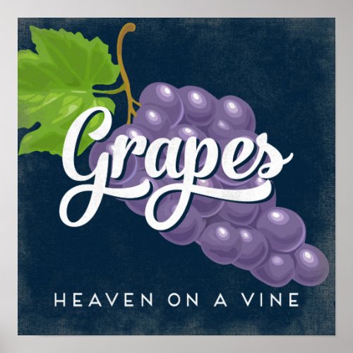 Grapes Vintage Fruit Label Poster
