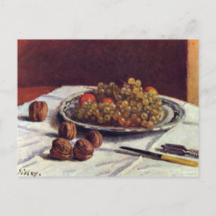 Grapes & Walnuts on a Table Sisley Impressionist Postcard