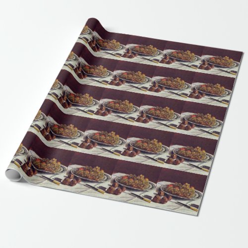 Grapes  Walnuts on a Table Sisley Impressionist Wrapping Paper