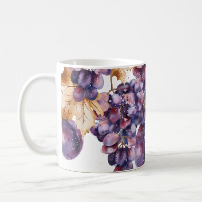 Grapes watercolor card coffee mug (Left)