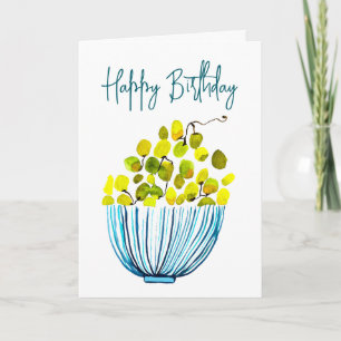 Grapes watercolor cute fruit card