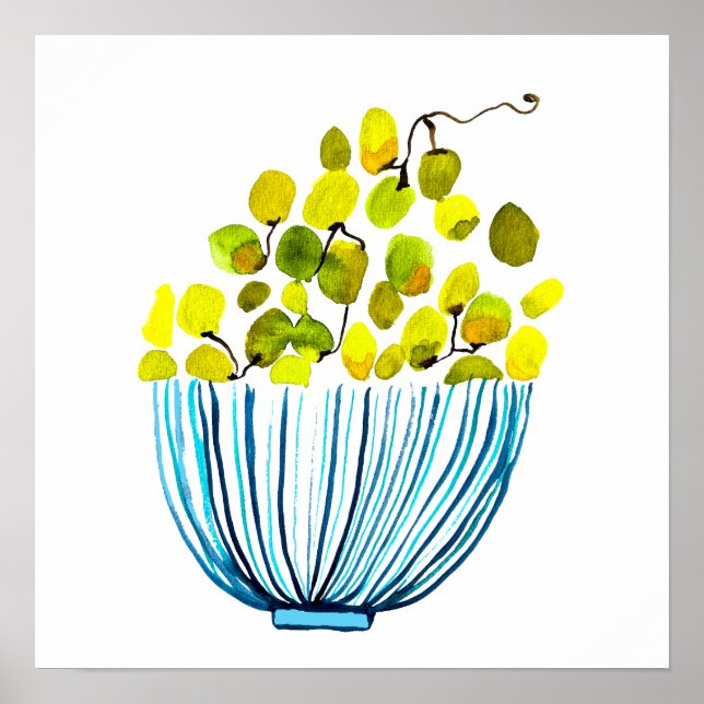 Grapes watercolor fruit illustration poster (Front)