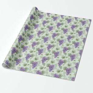 Grapes Watercolor, Fruit Seamless Pattern. Wrapping Paper