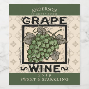 Grapes white wine homemade shrub cordial label