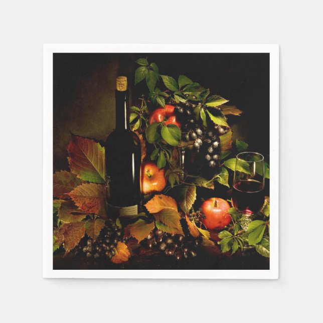 Grapes, Wine and Apples Napkins (Front)