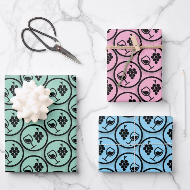 Grapes & Wine Design Wrapping Paper  (Front)