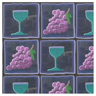 Grapes & Wine Tiled Cotton Fabric