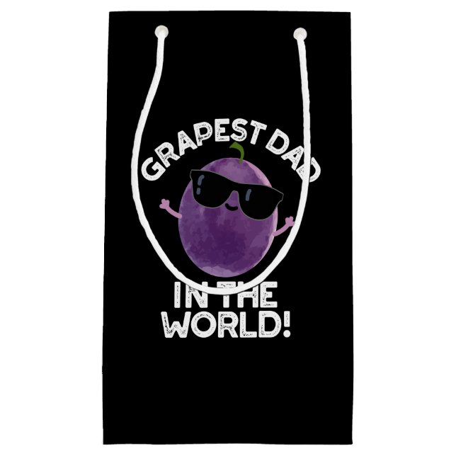 Grapest Dad In The World Funny Fruit Pun Dark BG Small Gift Bag (Front)