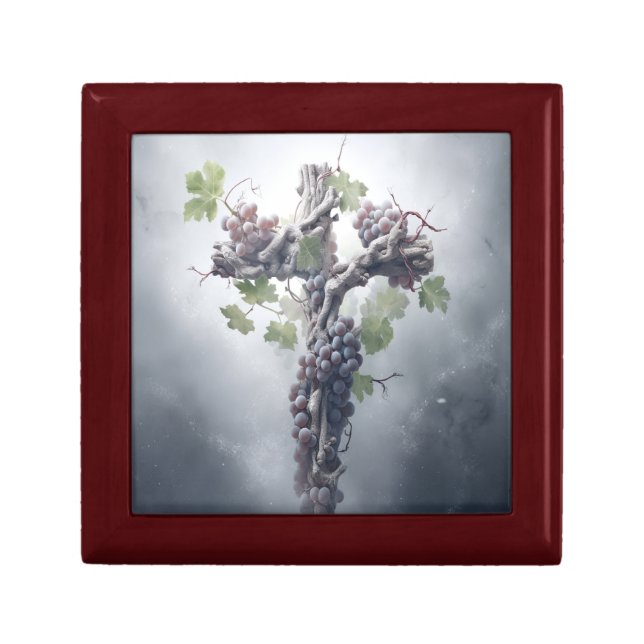Grapevine Cross Keepsake Box (Front)