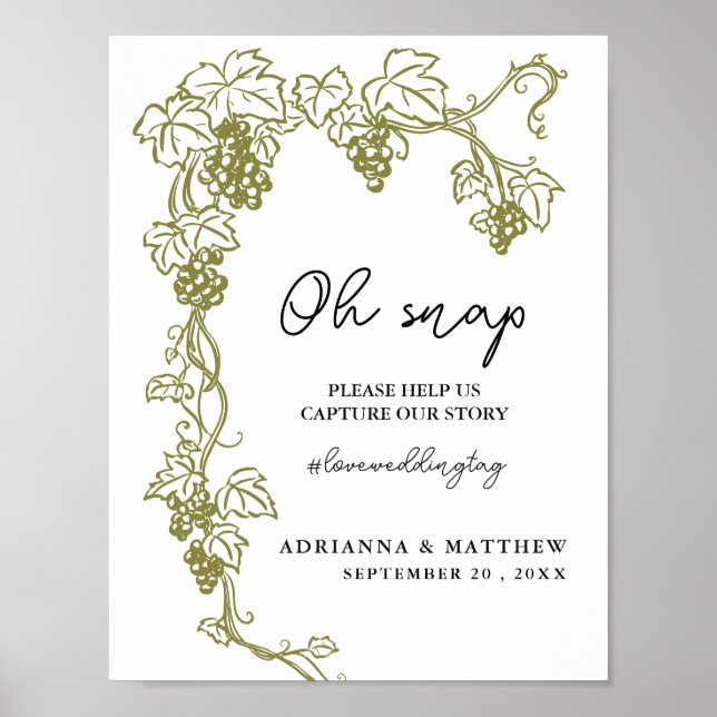Grapevine Elegant Vineyard | Italy Wedding Sign (Front)