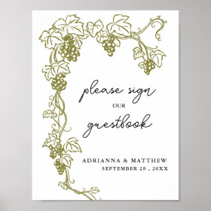 Grapevine Elegant Vineyard   Italy Wedding Sign