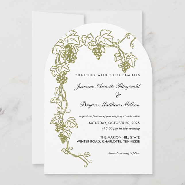 Grapevine Elegant Vineyard Wedding | Italy Invitation (Front)