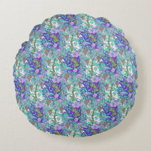 Grapevine flowers vintage floral pattern elegant   round pillow