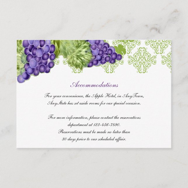 Grapevine Garden Wedding Insert (Front)