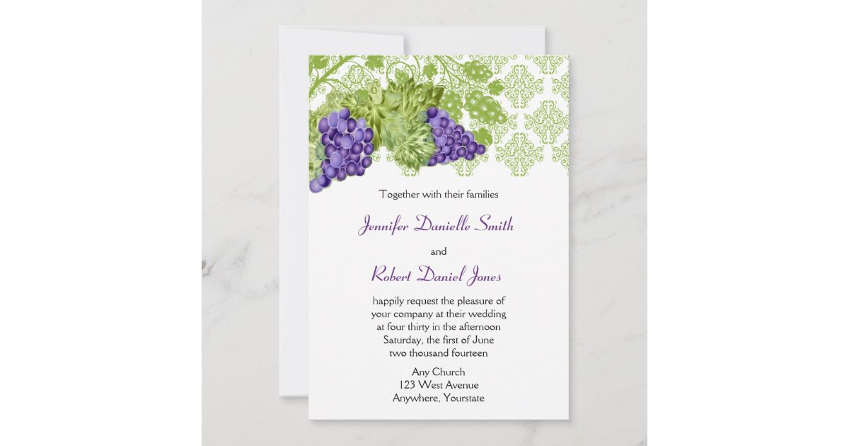 Grapevine Garden Wedding Invitation Zazzle