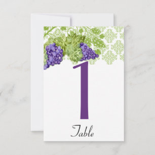 Grapevine Garden Wedding Table Number