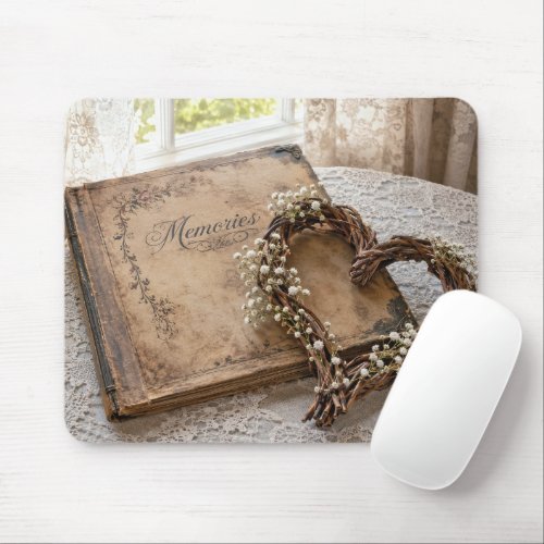 Grapevine Heart on a Vintage Scrapbook Mouse Pad