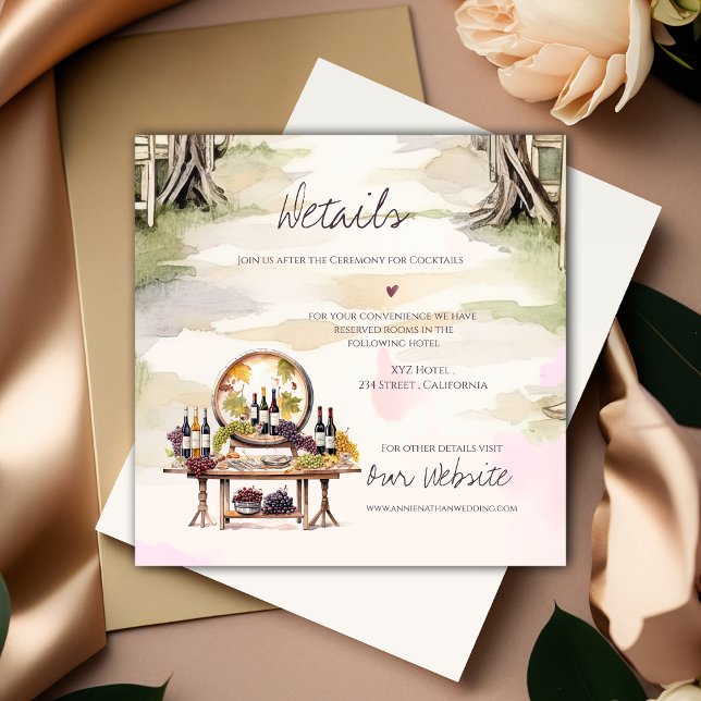 Grapevine-Inspired Winery Rustic Wedding Details Enclosure Card (Grapevine-Inspired Winery Rustic Wedding Details Enclosure Card)