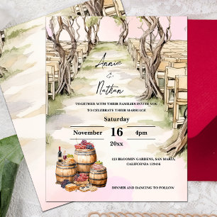 Grapevine Romantic Vineyard Wedding Invitation Postcard