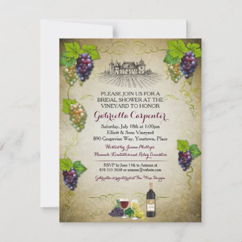 Grapevine Vineyard Bridal Shower Invitation