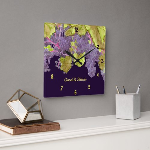 Grapevine Vineyard Purple  Square Wall Clock