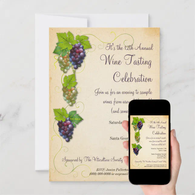 Grapevine Wine Tasting Party Invitation Zazzle