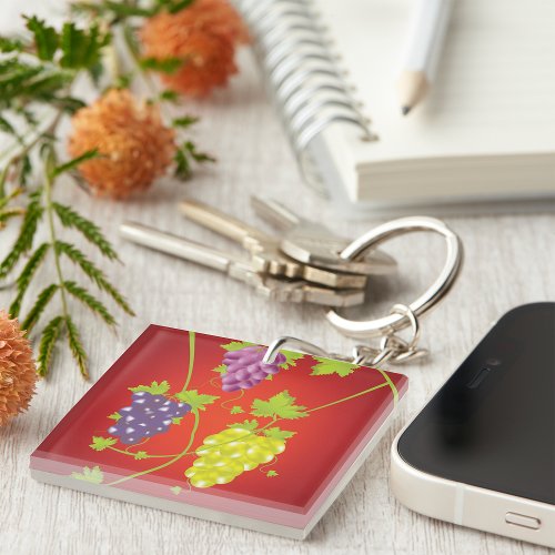 Grapevine With Bunches Of Grapes Keychain