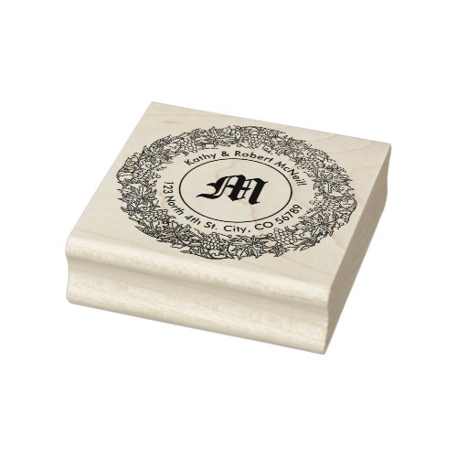 Grapevine Wreath Return Address Template Rubber Stamp
