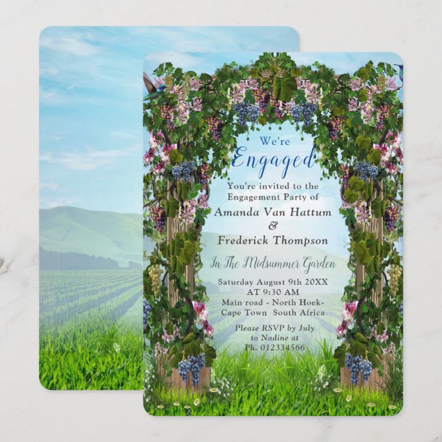 Grapevines, Honeysuckles & Hummingbirds Invitation (Front/Back)