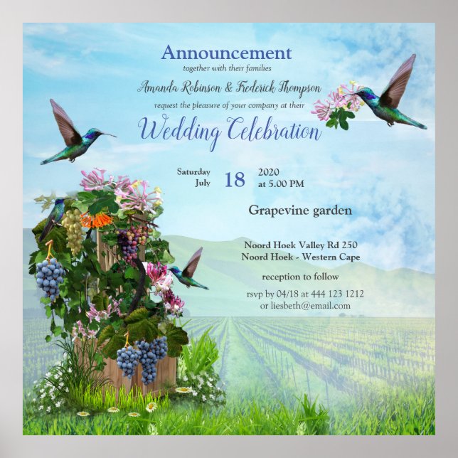Grapevines, Honeysuckles & Hummingbirds Poster (Front)