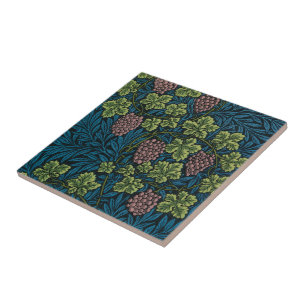  Grapevines with clusters of pink grapes  Ceramic Tile
