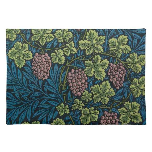  Grapevines with clusters of pink grapes  Cloth Placemat (Front)